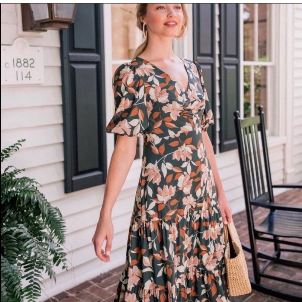 Gal Meets Glam Tegan Floral Midi Dress Size 0
